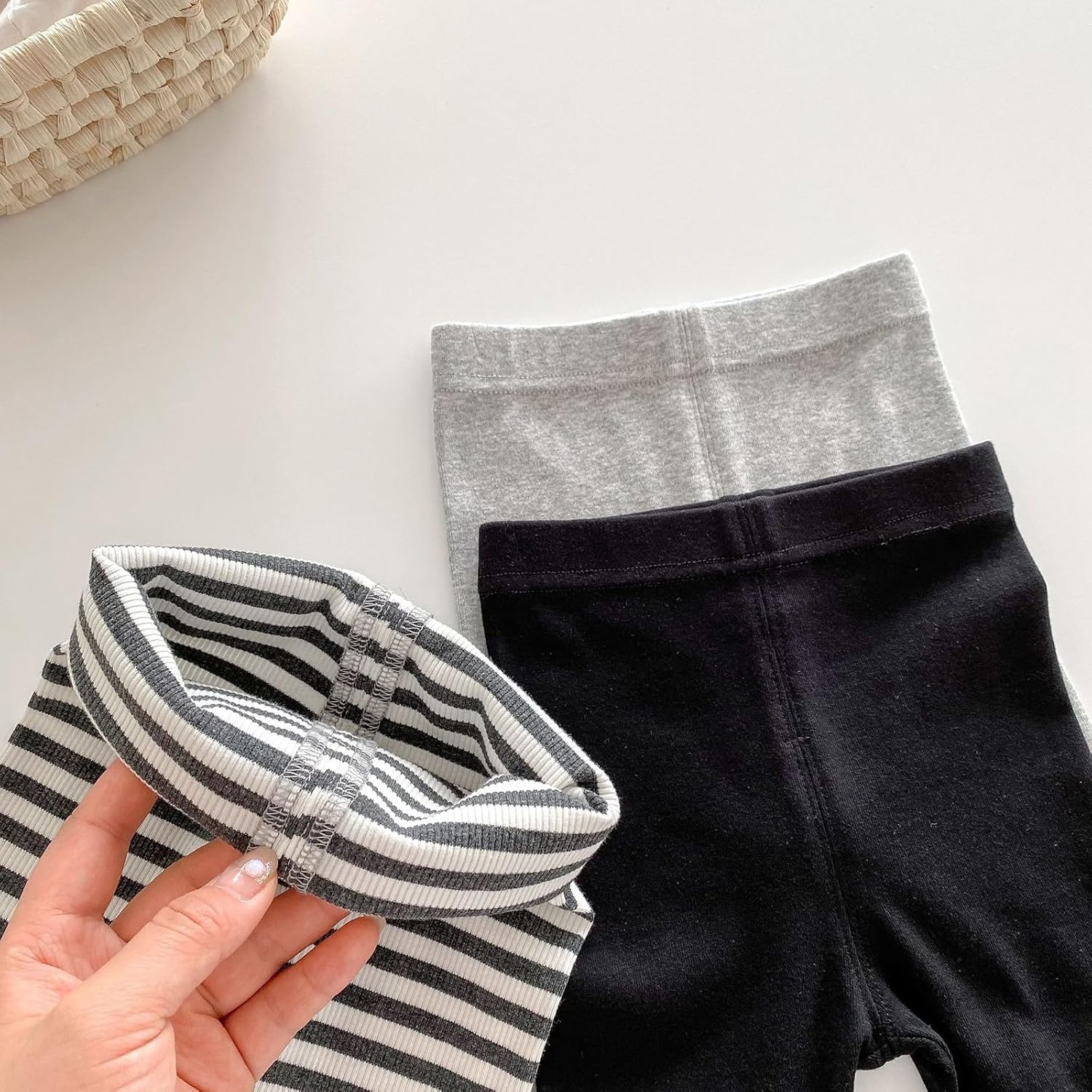 Adorable High Waisted Stripe Baby Leggings for Girls Casual Cotton Trousers