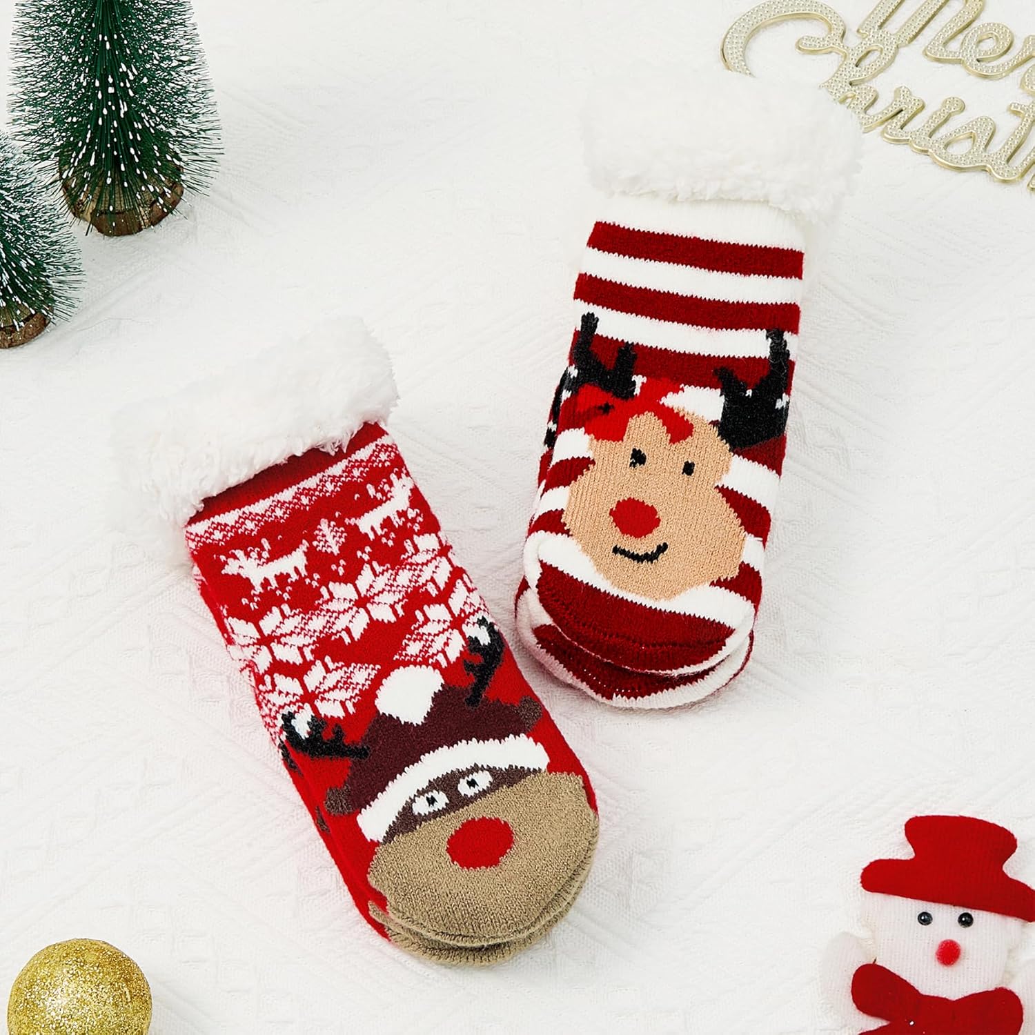 Zando Kids Fuzzy Socks with Grips - Cozy Winter Warmers for Toddlers Kids