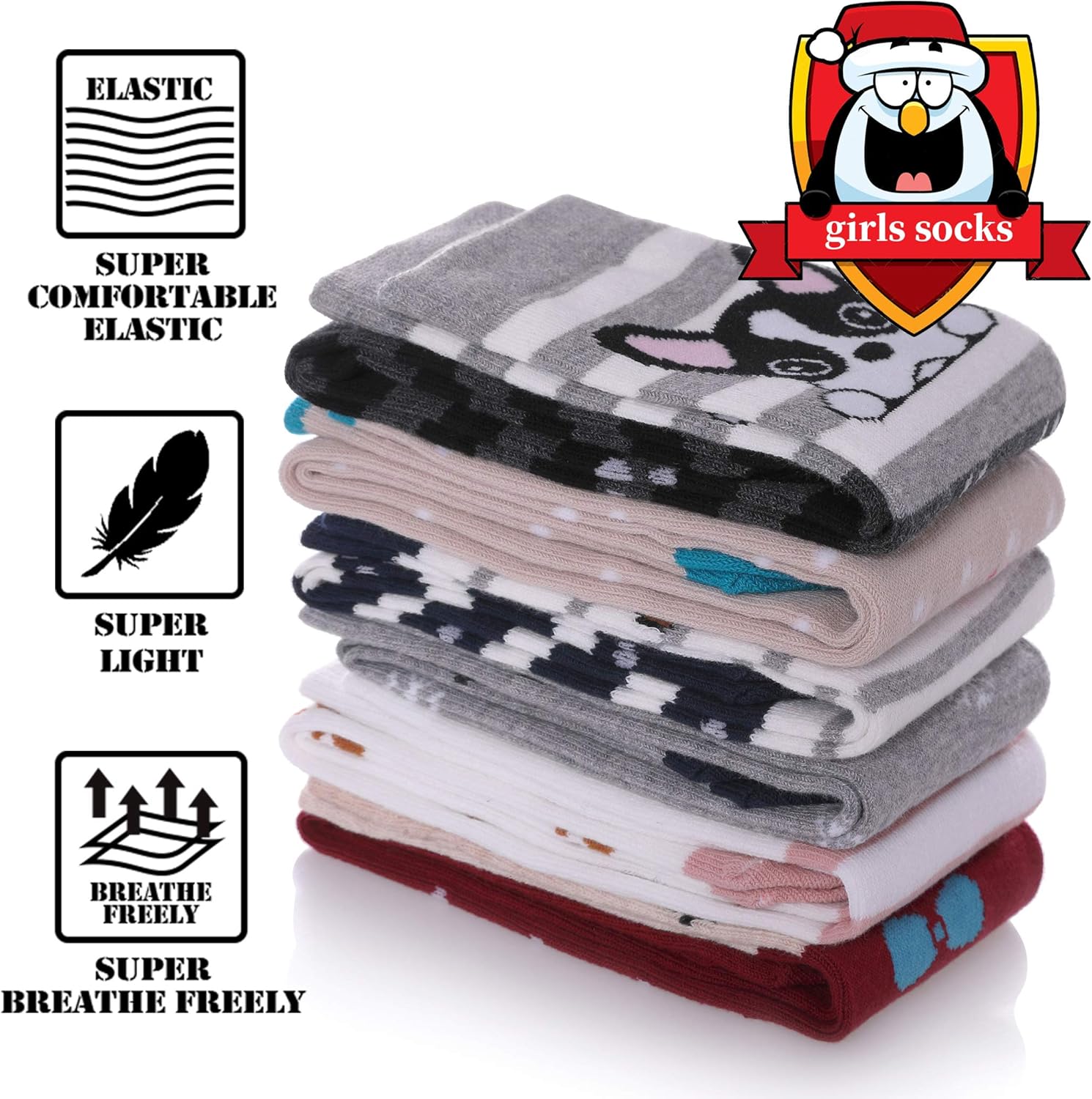FNOVCO Girls Knee High Socks - Cute Animal Patterns