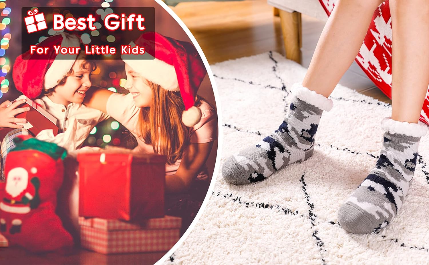 Kids Fuzzy Christmas Socks