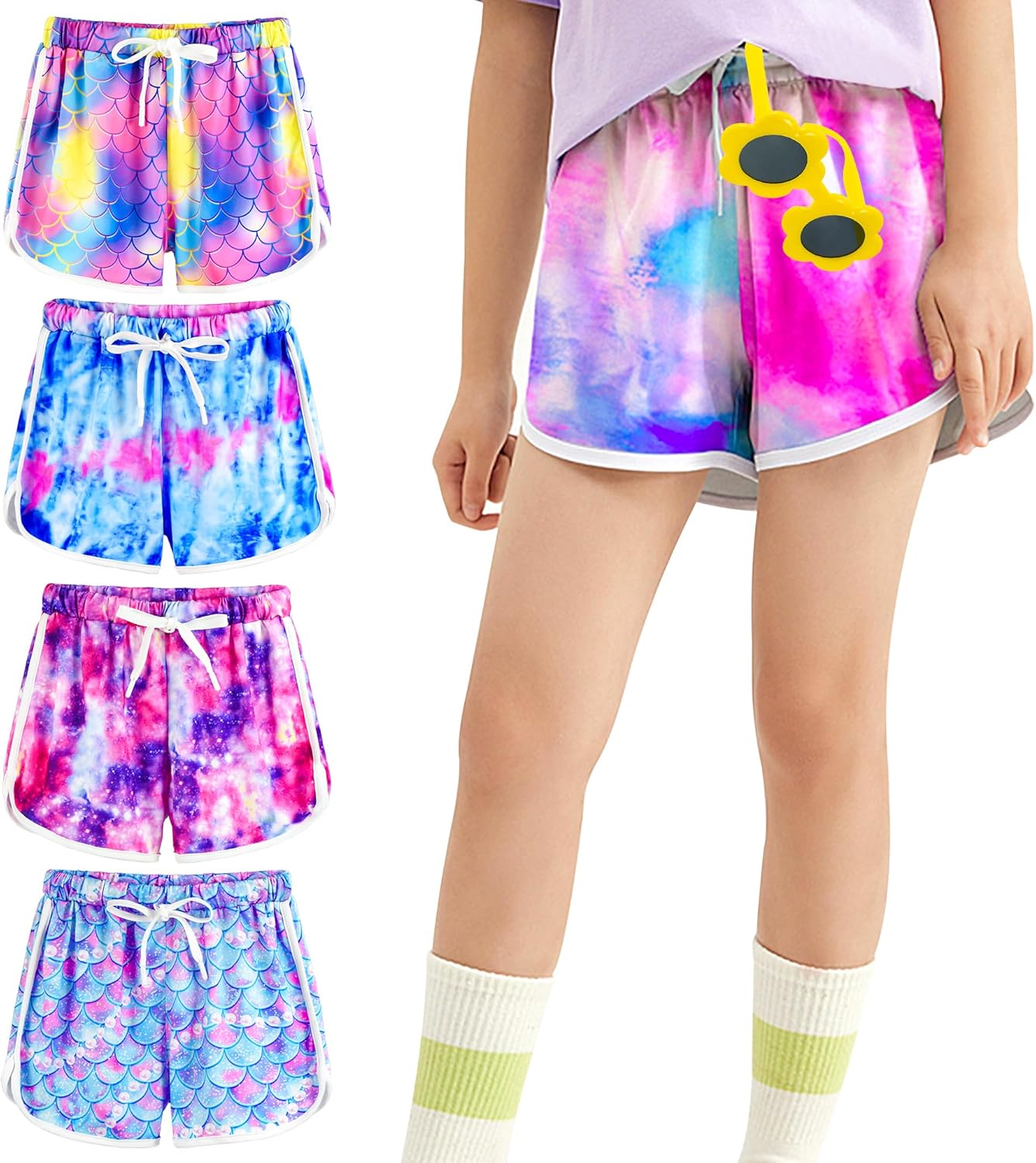 sweet dolphins athletic shorts for girls 5-16 years