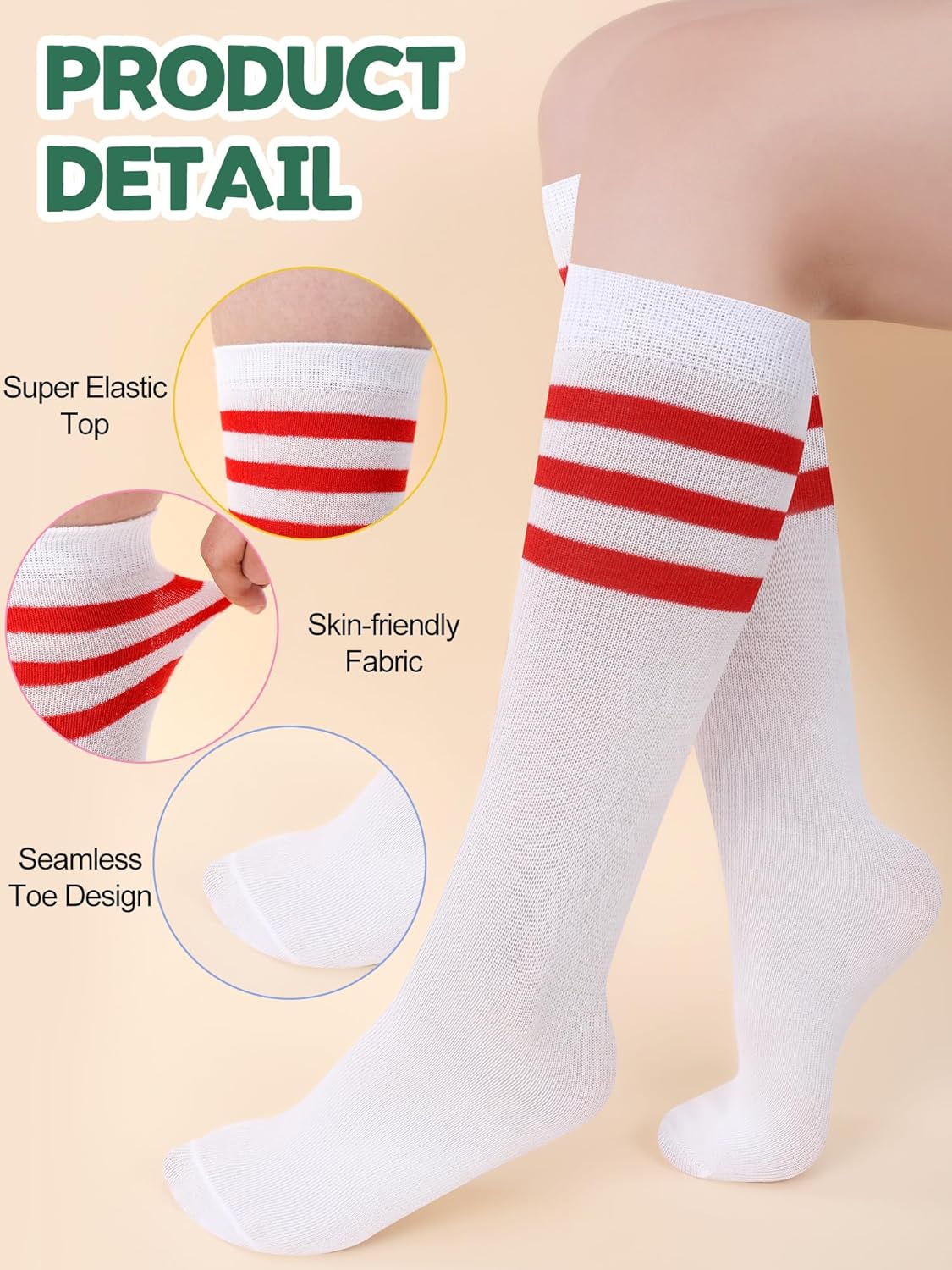 Breathffy 8 Pairs Kids Striped Tube Socks