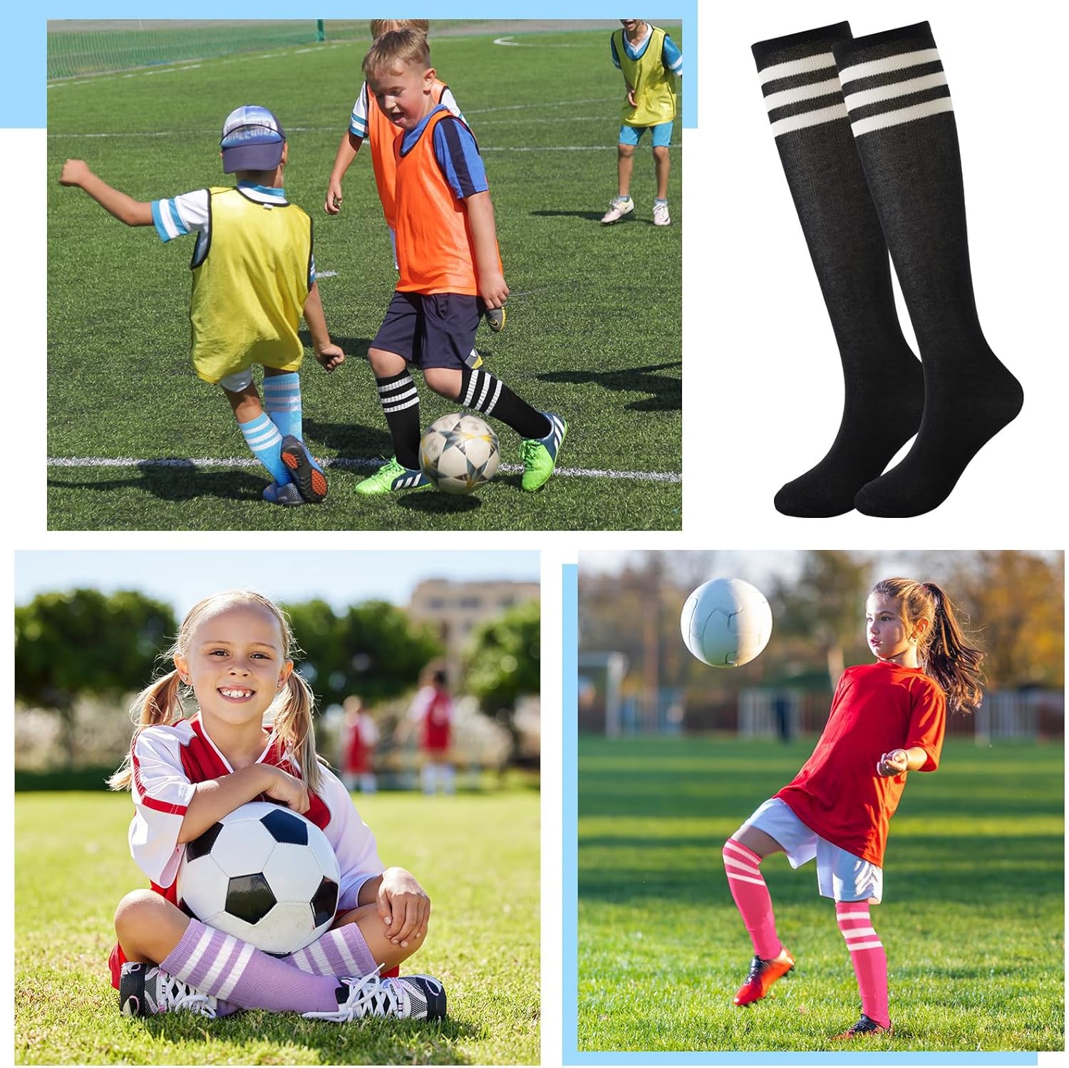 BONANGEL Kids Youth Soccer Socks Boys Girls Stretchy Warm