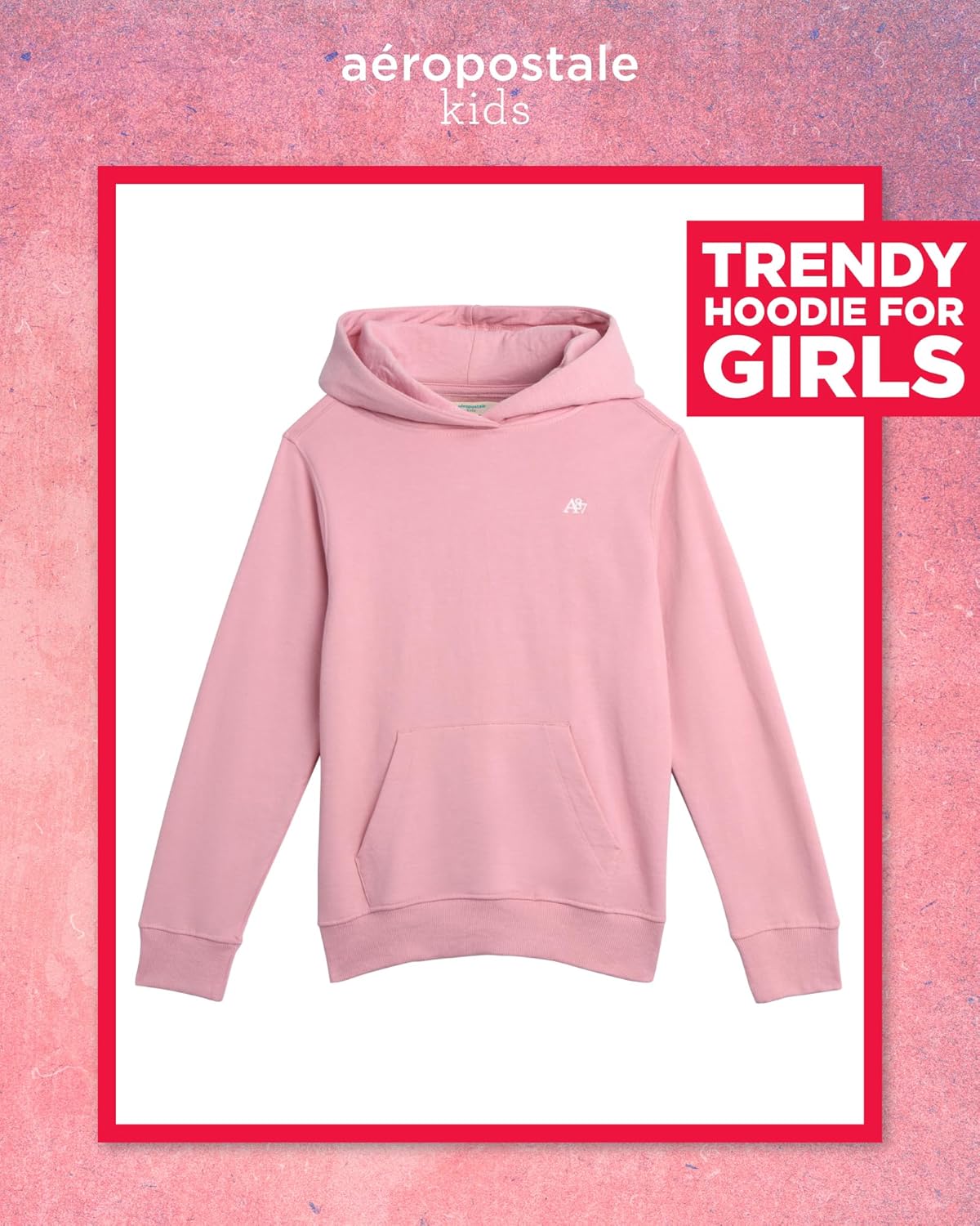 AEROPOSTALE Girls Soft Cotton Fleece Pullover with Front Pockets
