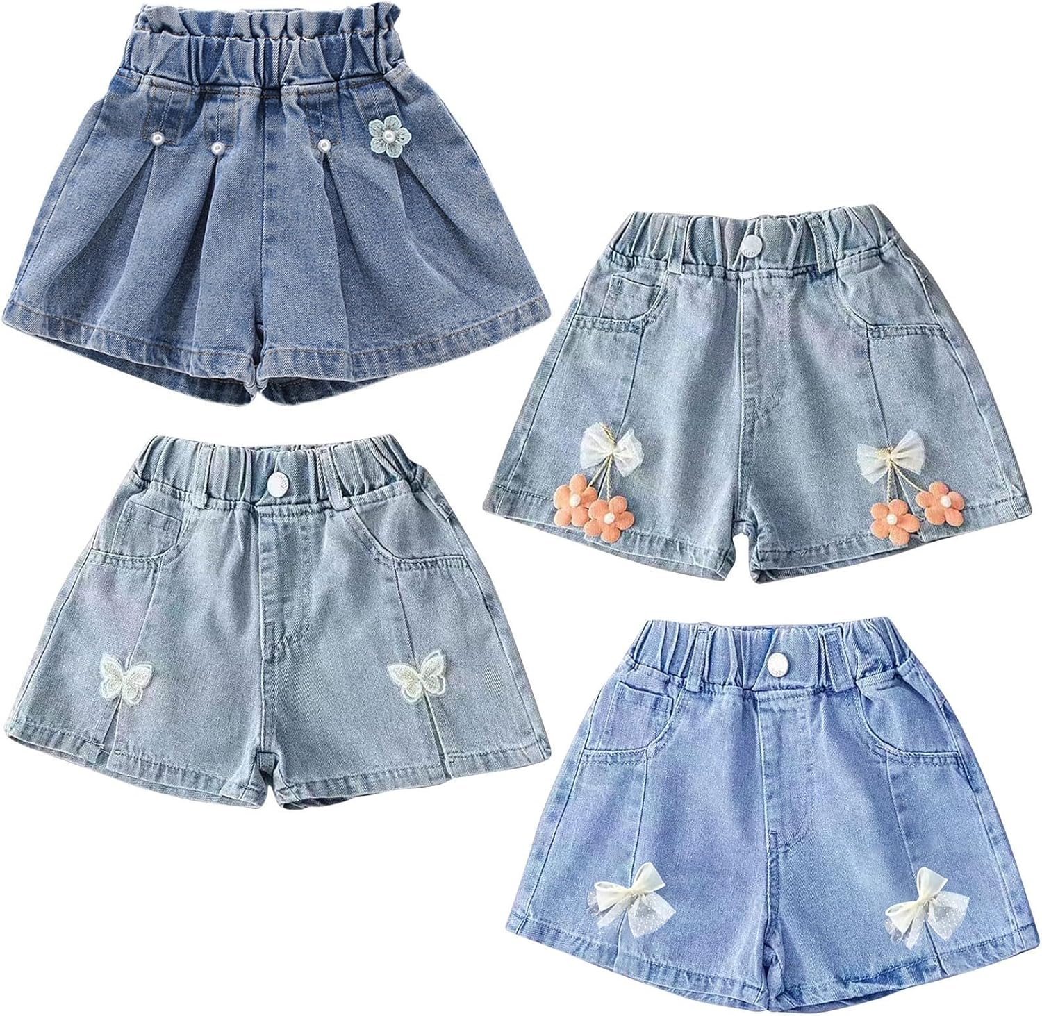 Cute Toddler Jeans for Girls Denim Elastic Shorts