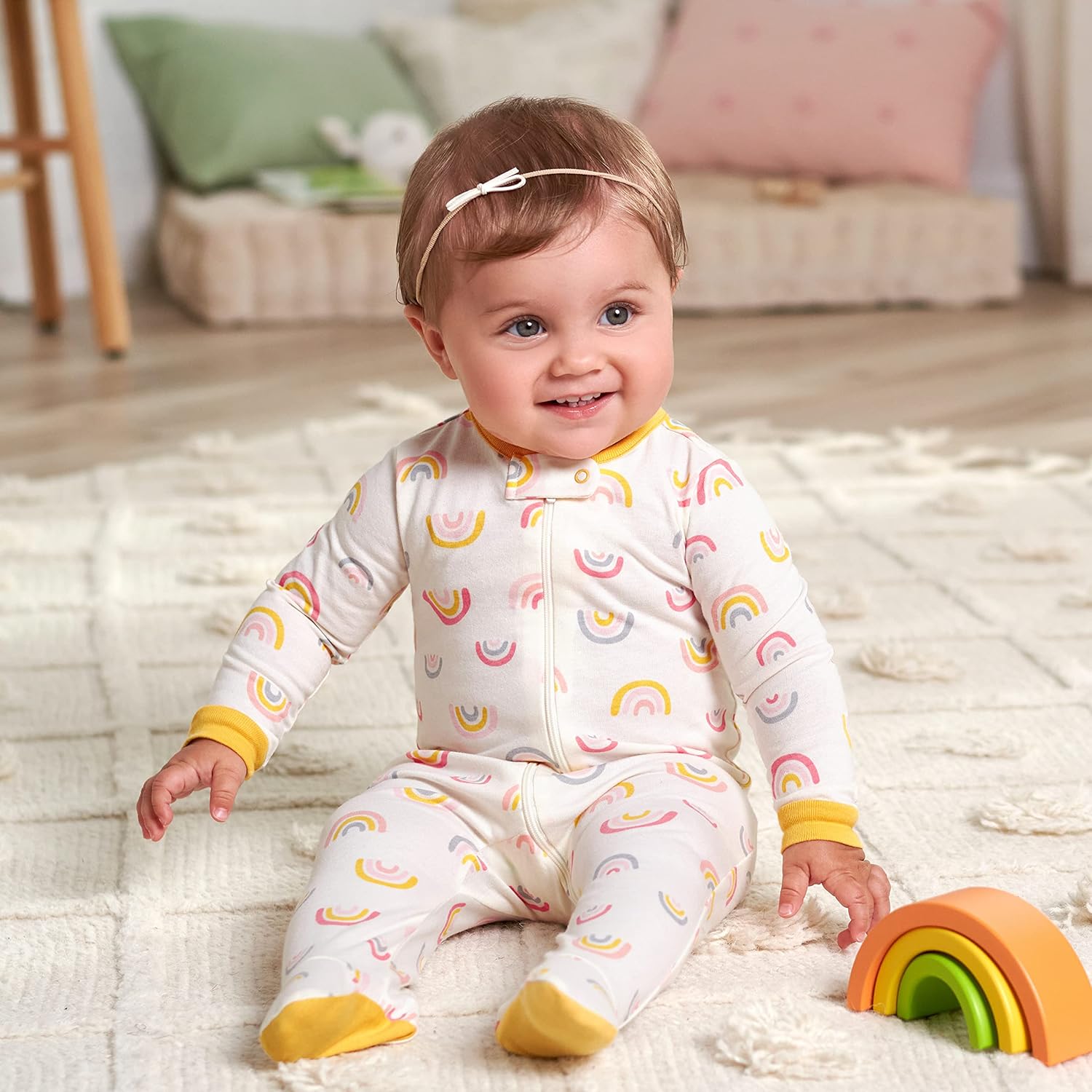 Gerber Baby Girls 4-Pack Sleep n Play Footie Set