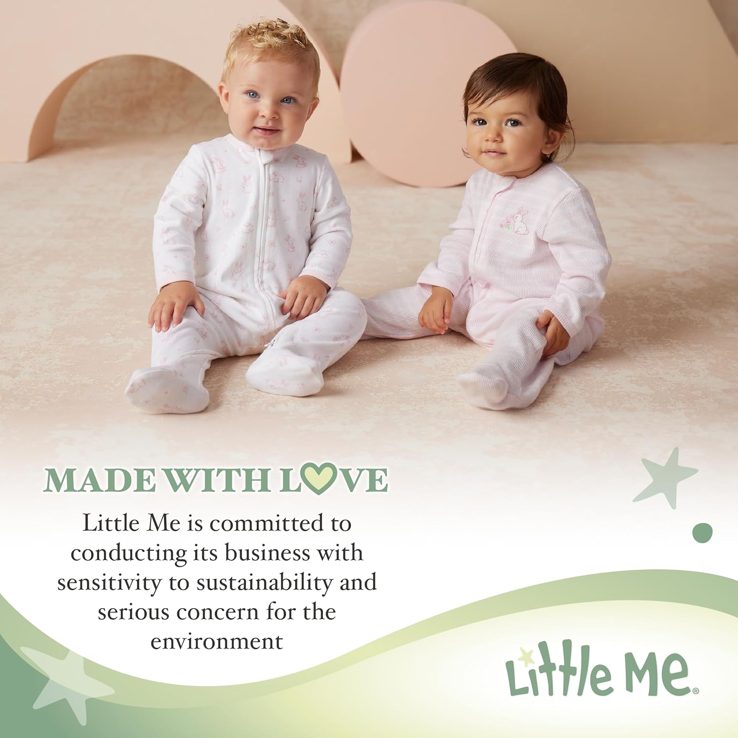 Little Me - 100 Cotton Footie Headband Set for Baby Girls