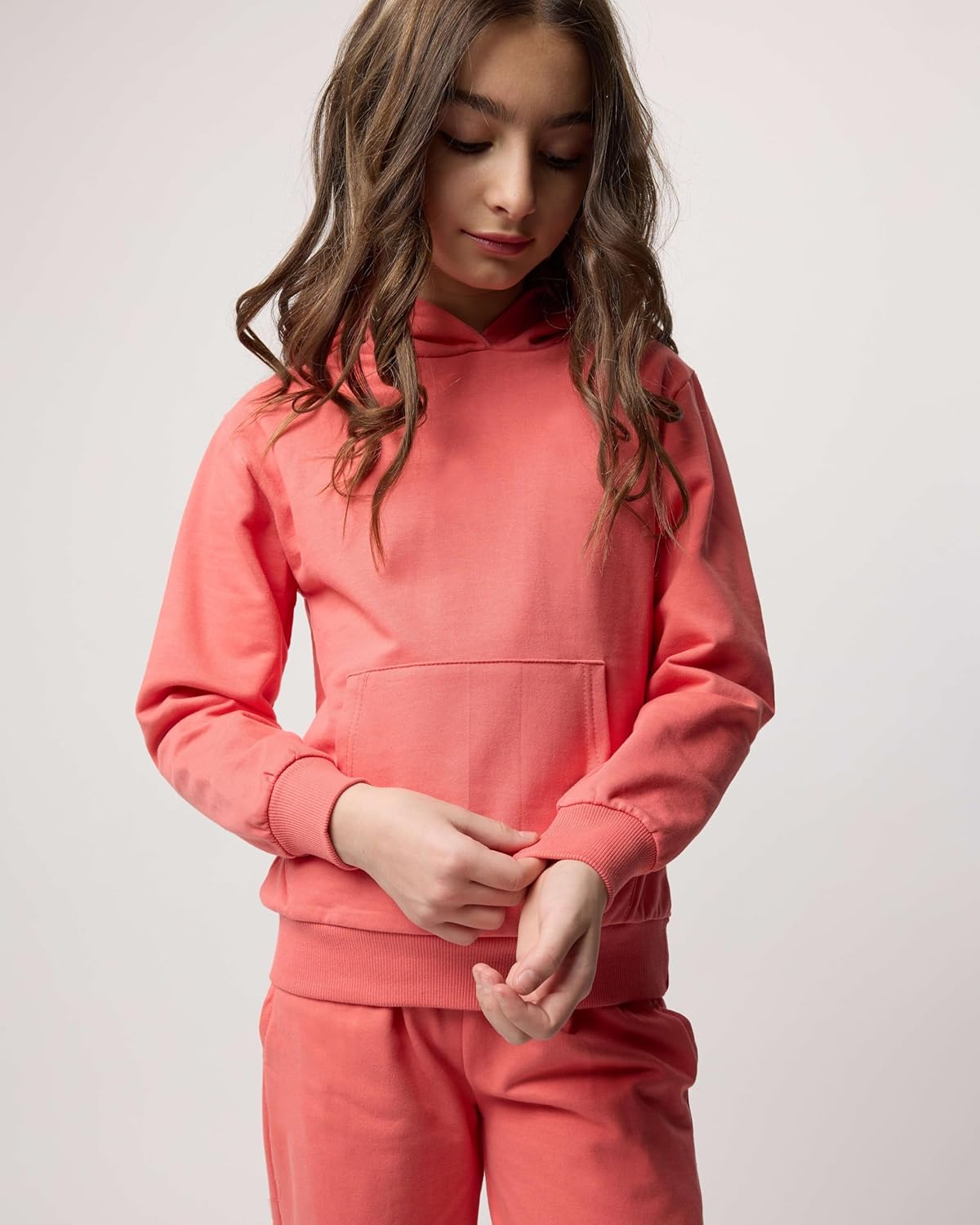 Real Essentials 3-Pack Girls Soft-Brushed Fleece Pullover Hoodie with Kangaroo Pocket
