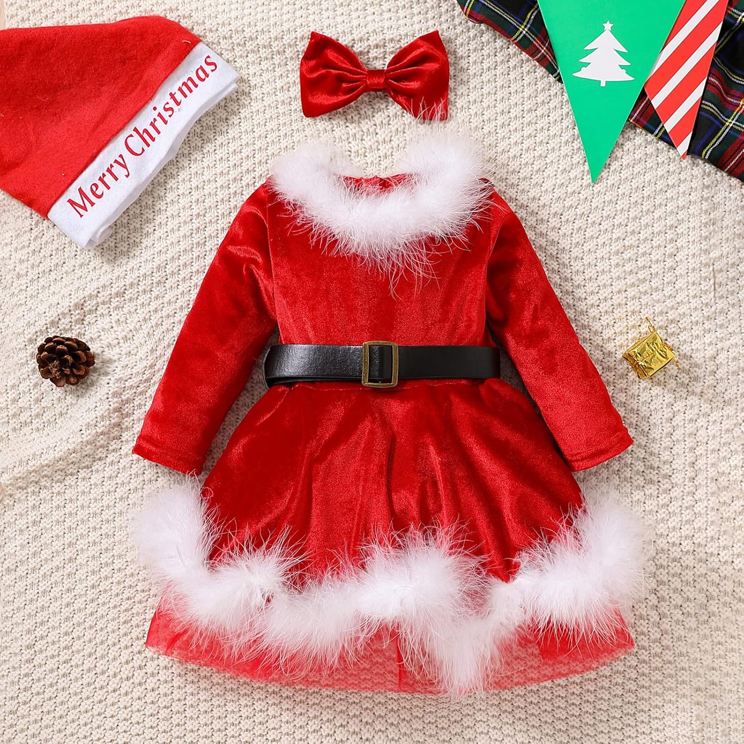 Adorable Christmas Dress for Toddler Girl Santa Claus Outfit