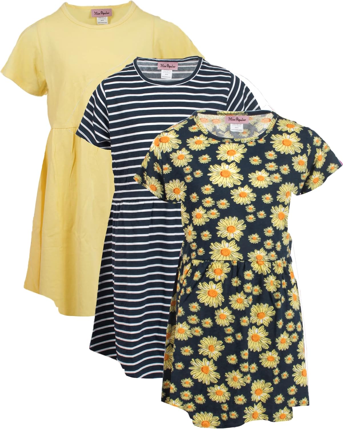 Miss Popular Girls 3-Pack Short Sleeve Skater Dresses