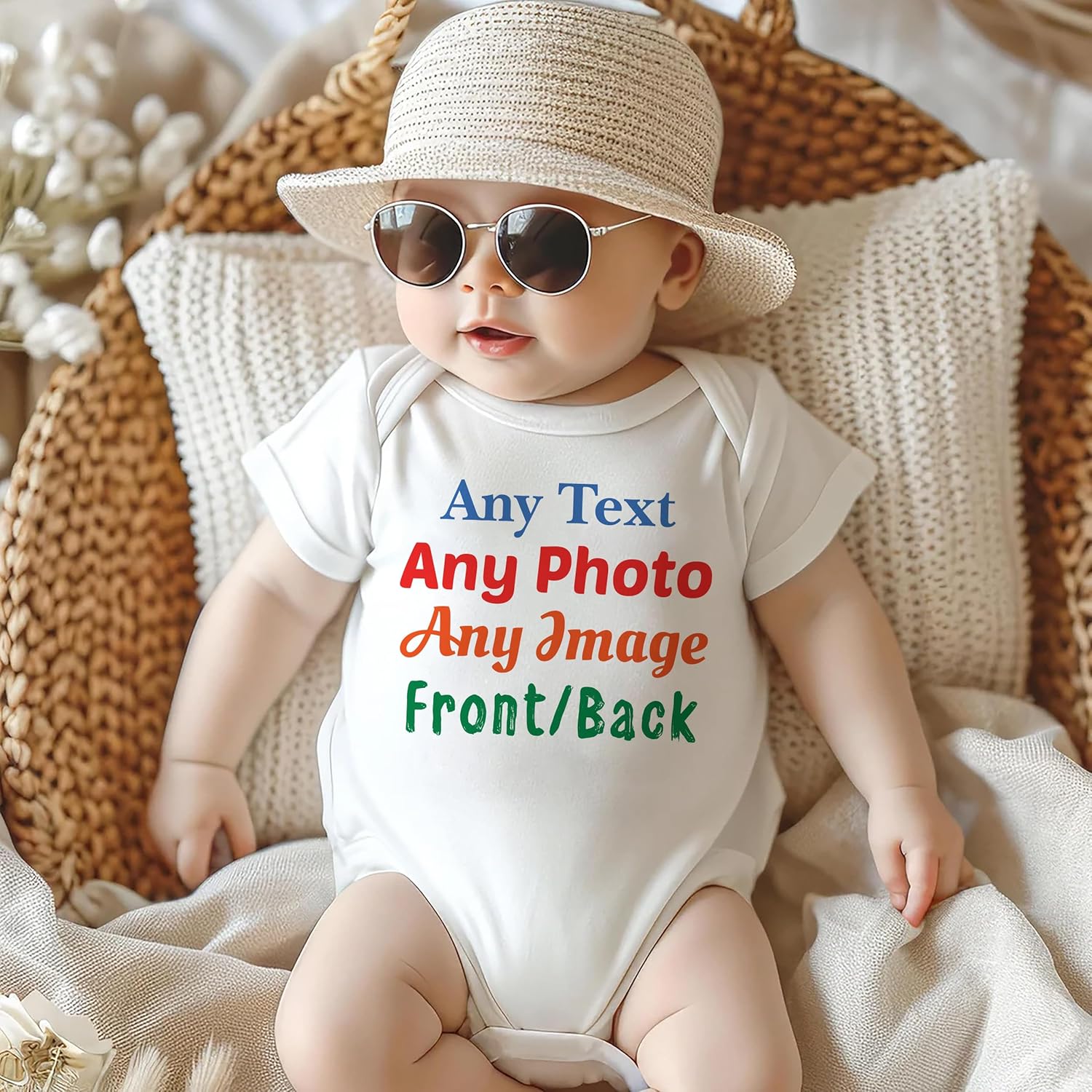 Voila Print Personalized Baby Bodysuit with Custom Text and Photo