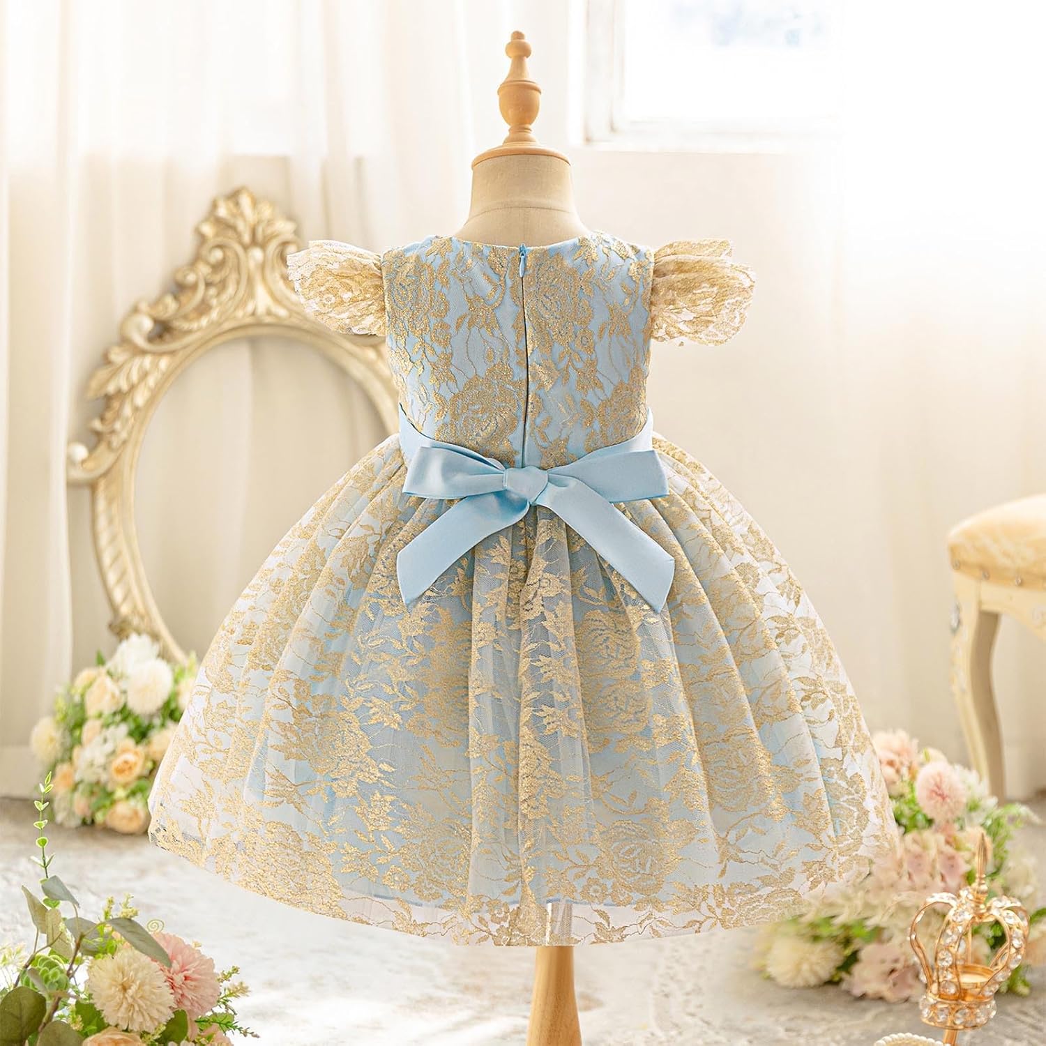 Baby Toddler Tulle Lace Rhombus Pattern Dress