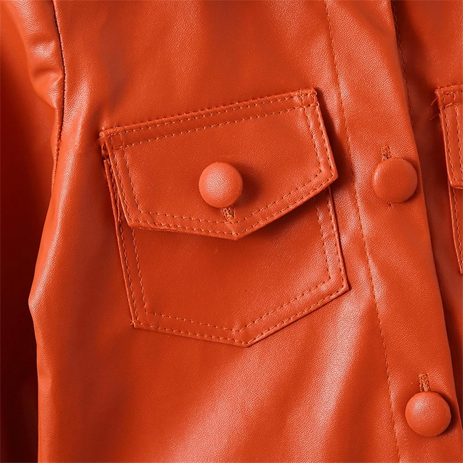 Patchwork Long Sleeve Leather Jacket - Kids Winter Set