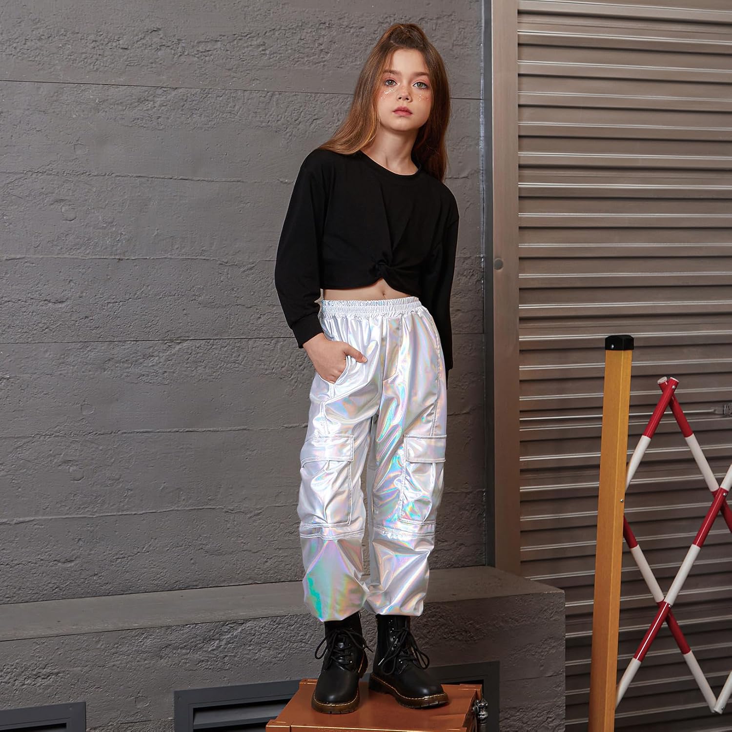Perfect Metallic Cargo Pants for Girls