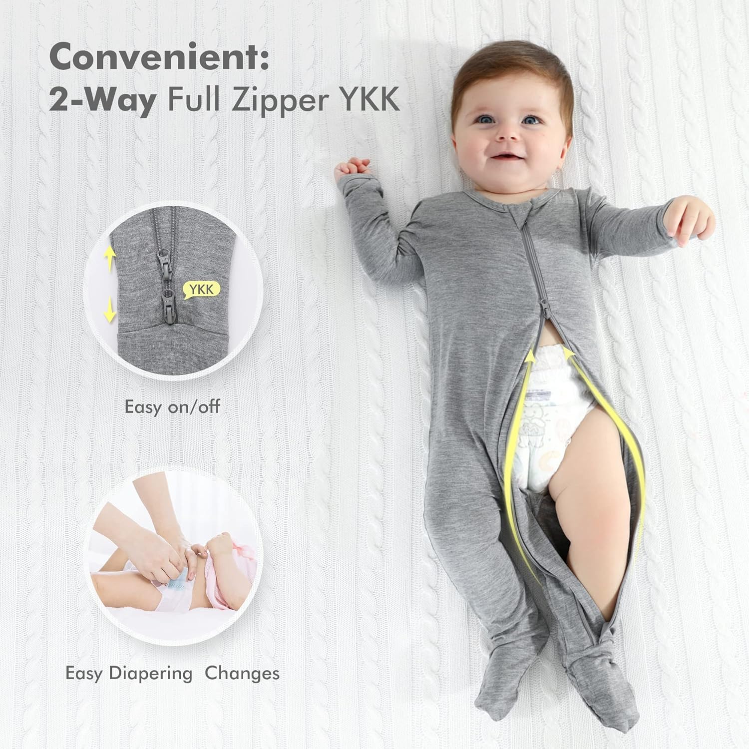 HAPIU Rayon from Bamboo Baby Pajamas with 2-Way Zipper