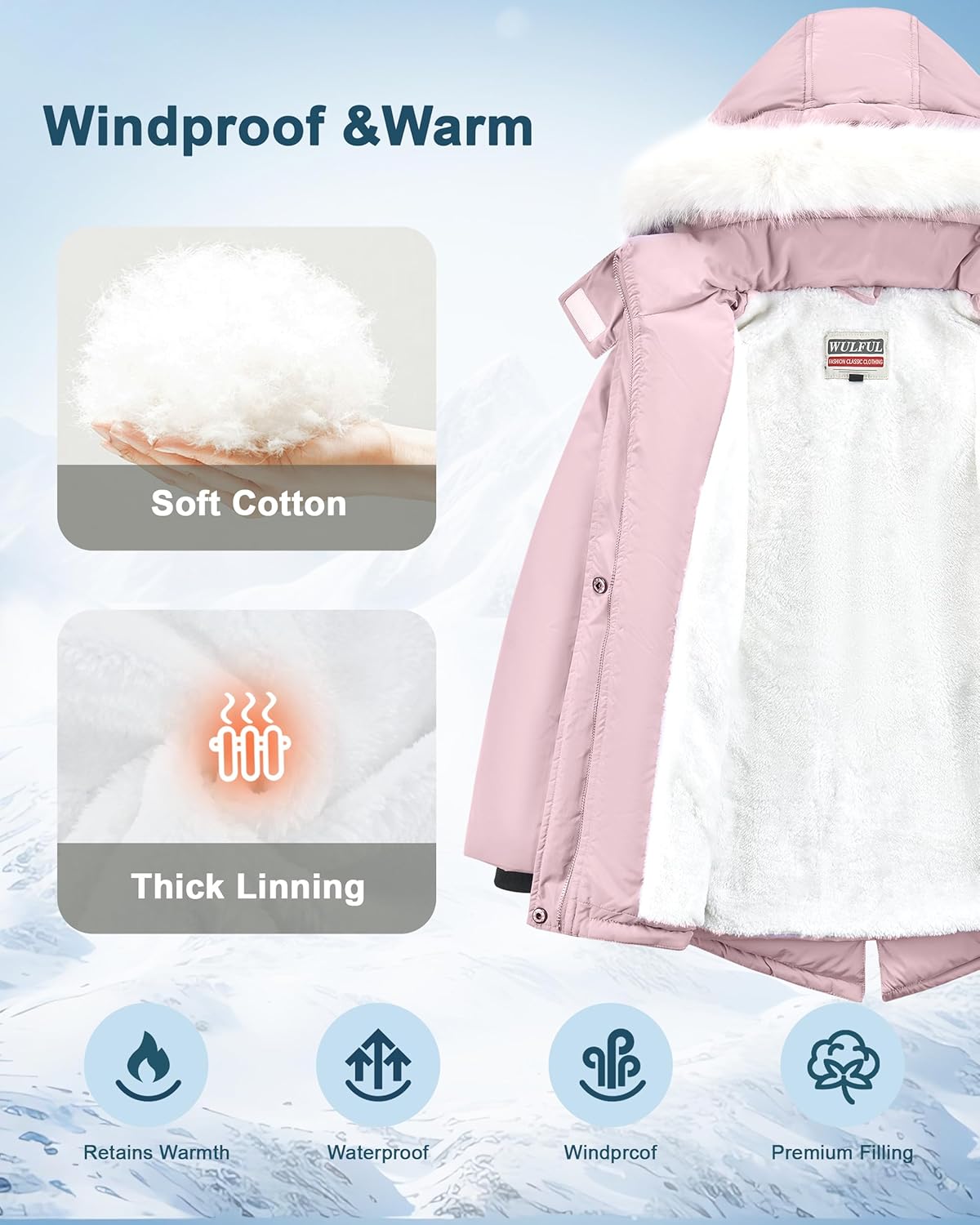 WULFUL Girls Winter Parka Co
