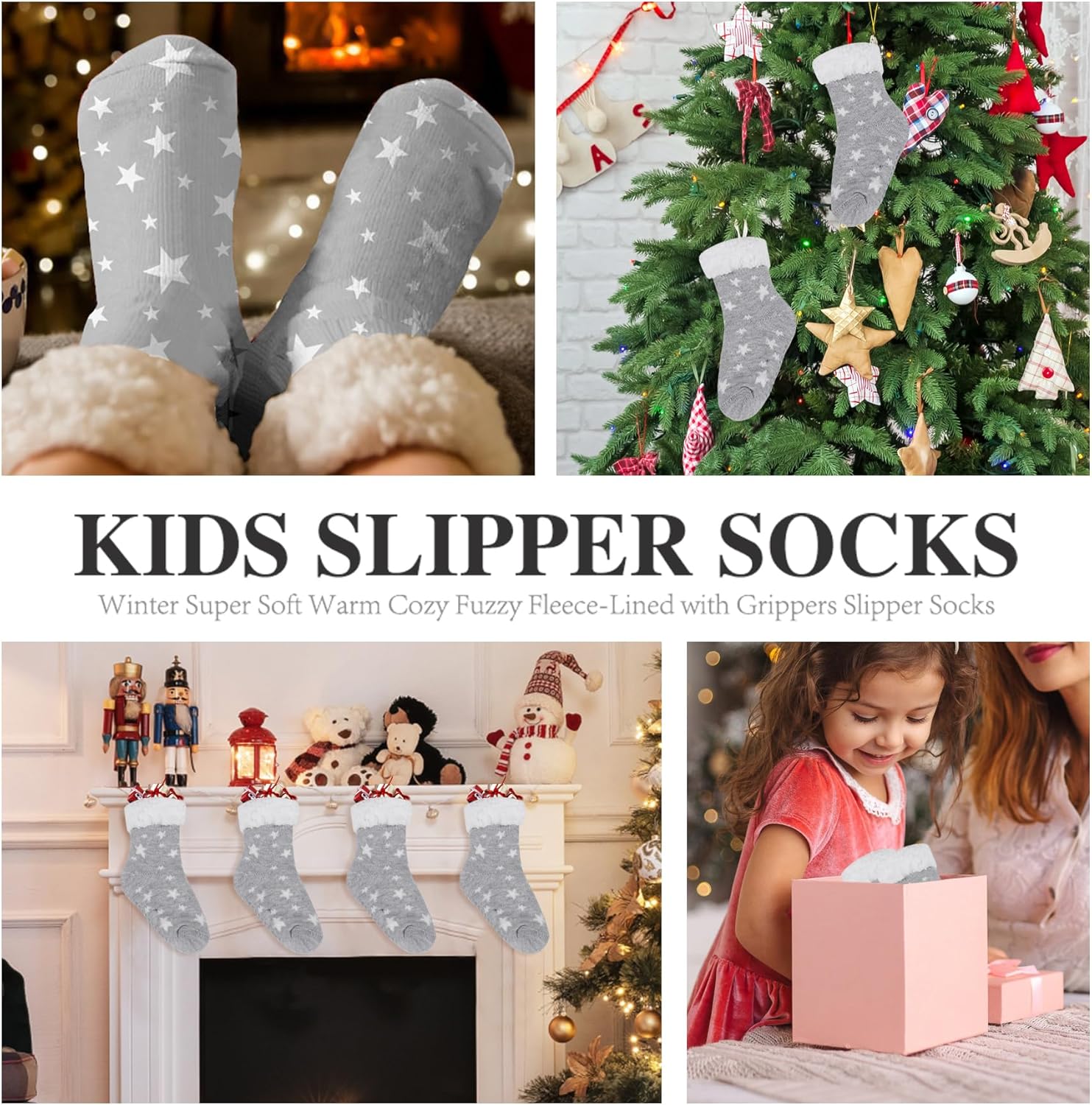 KFUBUO Kids Slipper Socks Non-Slip Warm Fuzzy Perfect Gift for Kids
