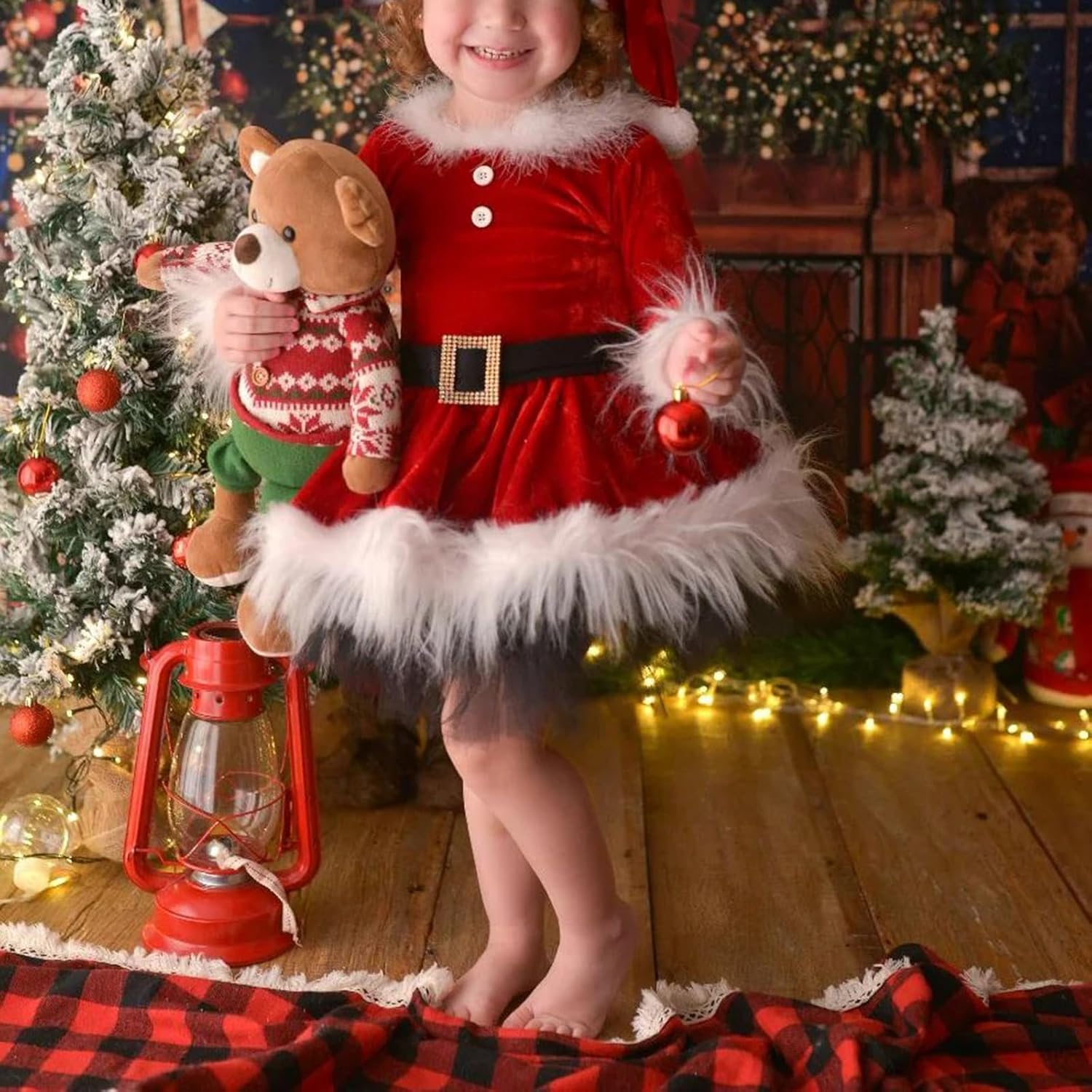 Baby Girl Christmas Romper Dress with Headband