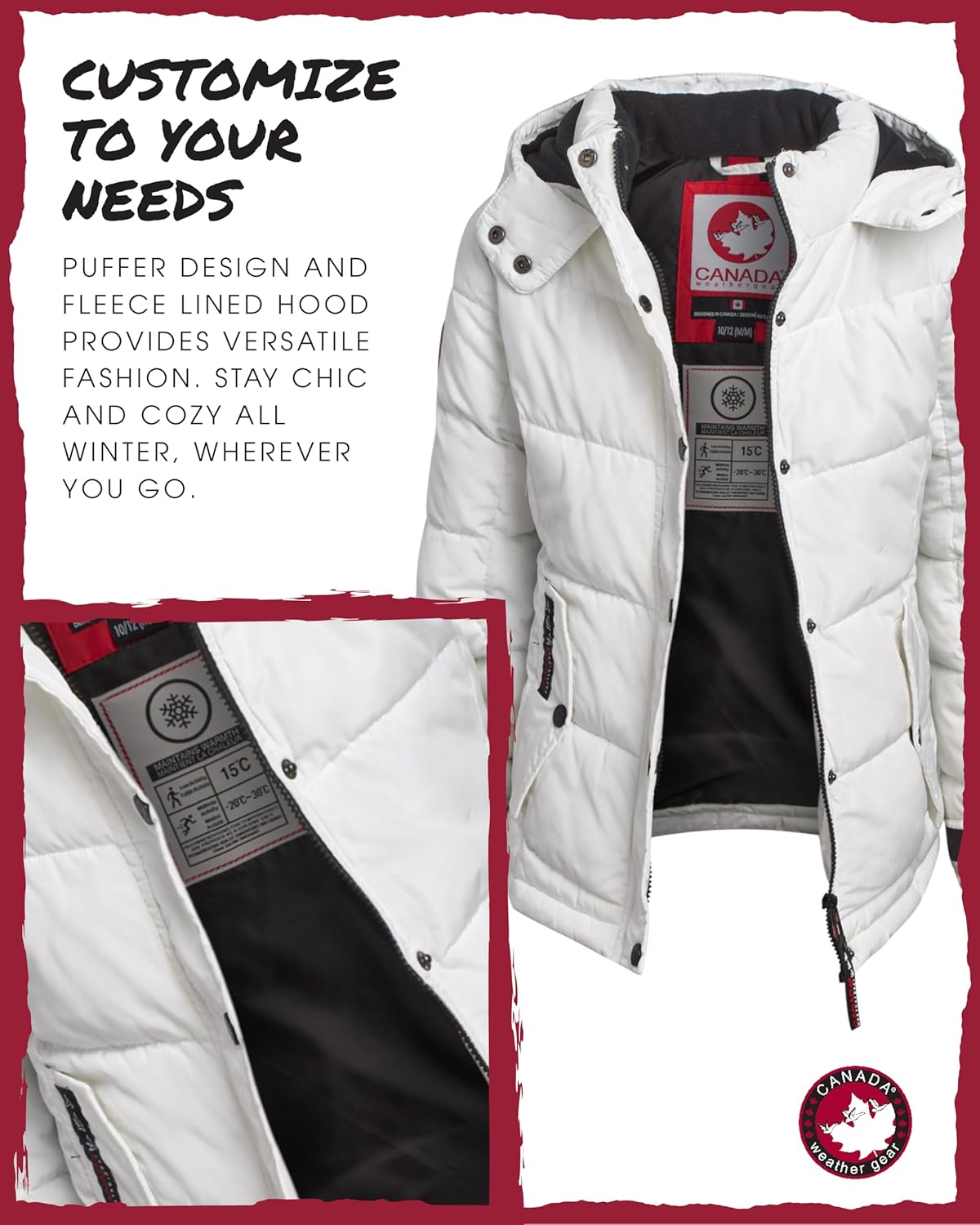 Canada Weather Gear Girls Winter Coat - Quilted Heavyweight Puffer Parka