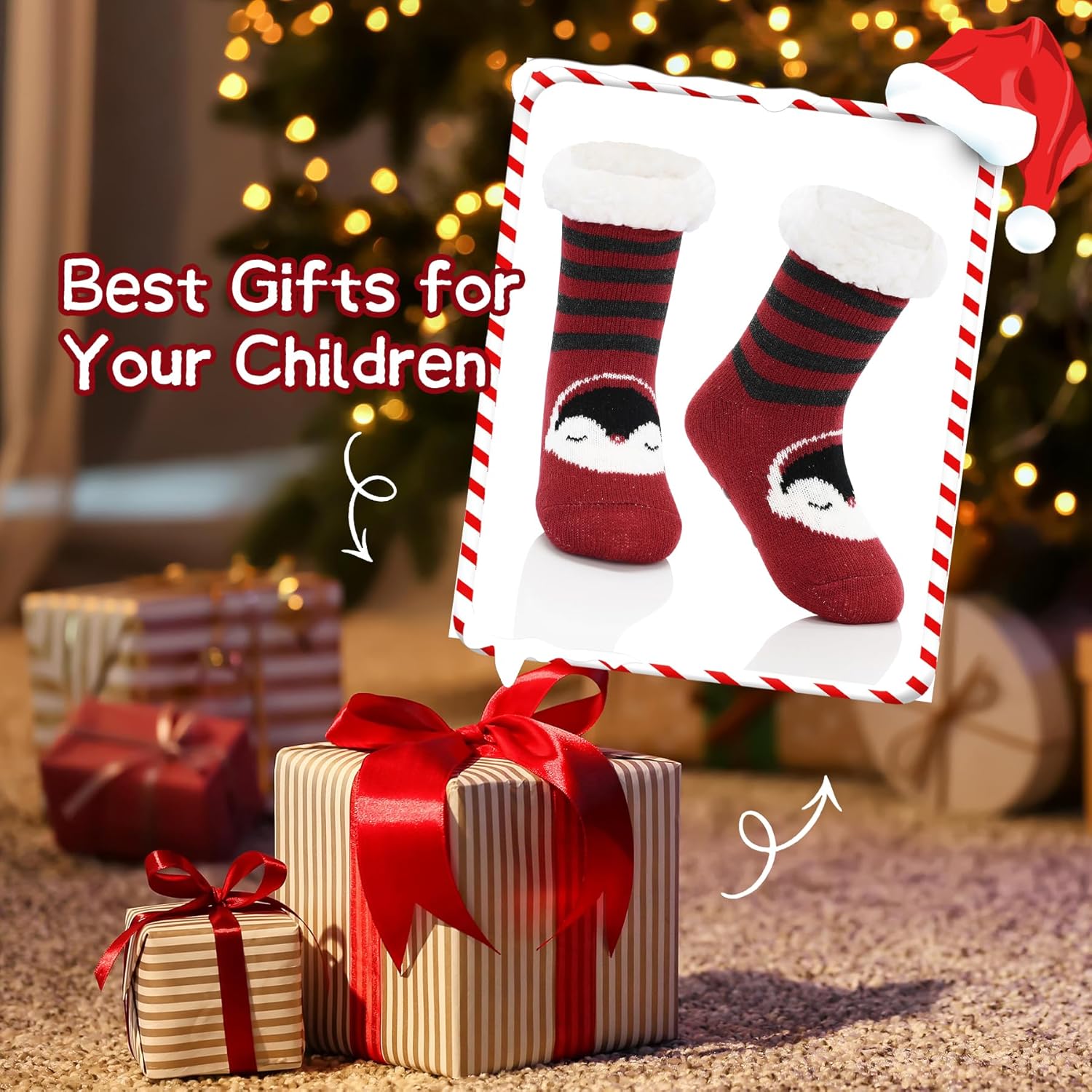 Zando Kids Cozy Slipper Socks with Grip for Boys and Girls