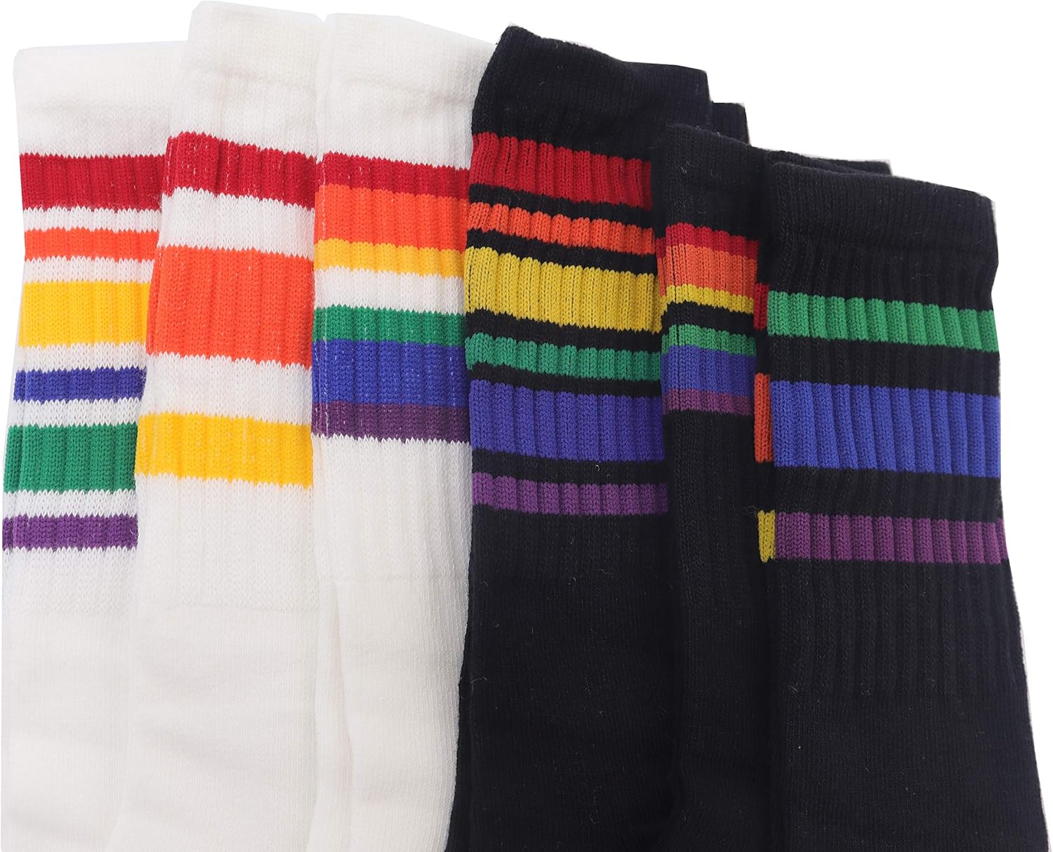 Unisex cotton childrens knee high socks Rainbow Stripe Ages 1-9