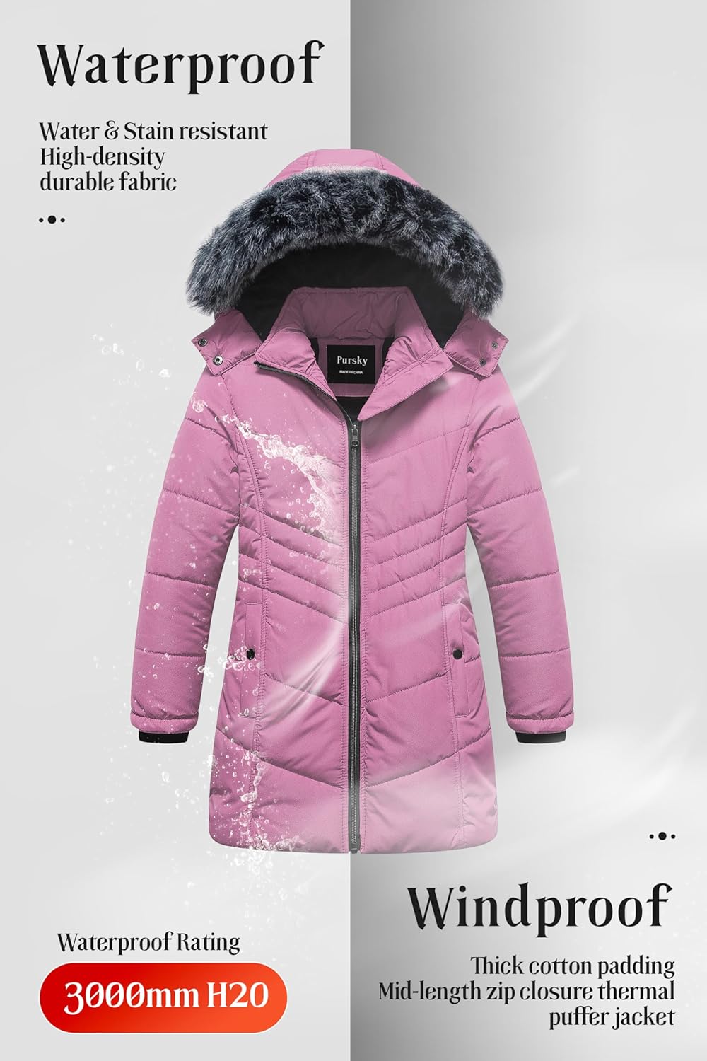 GirlsWinter Parka Cozy Waterproof and Stylish