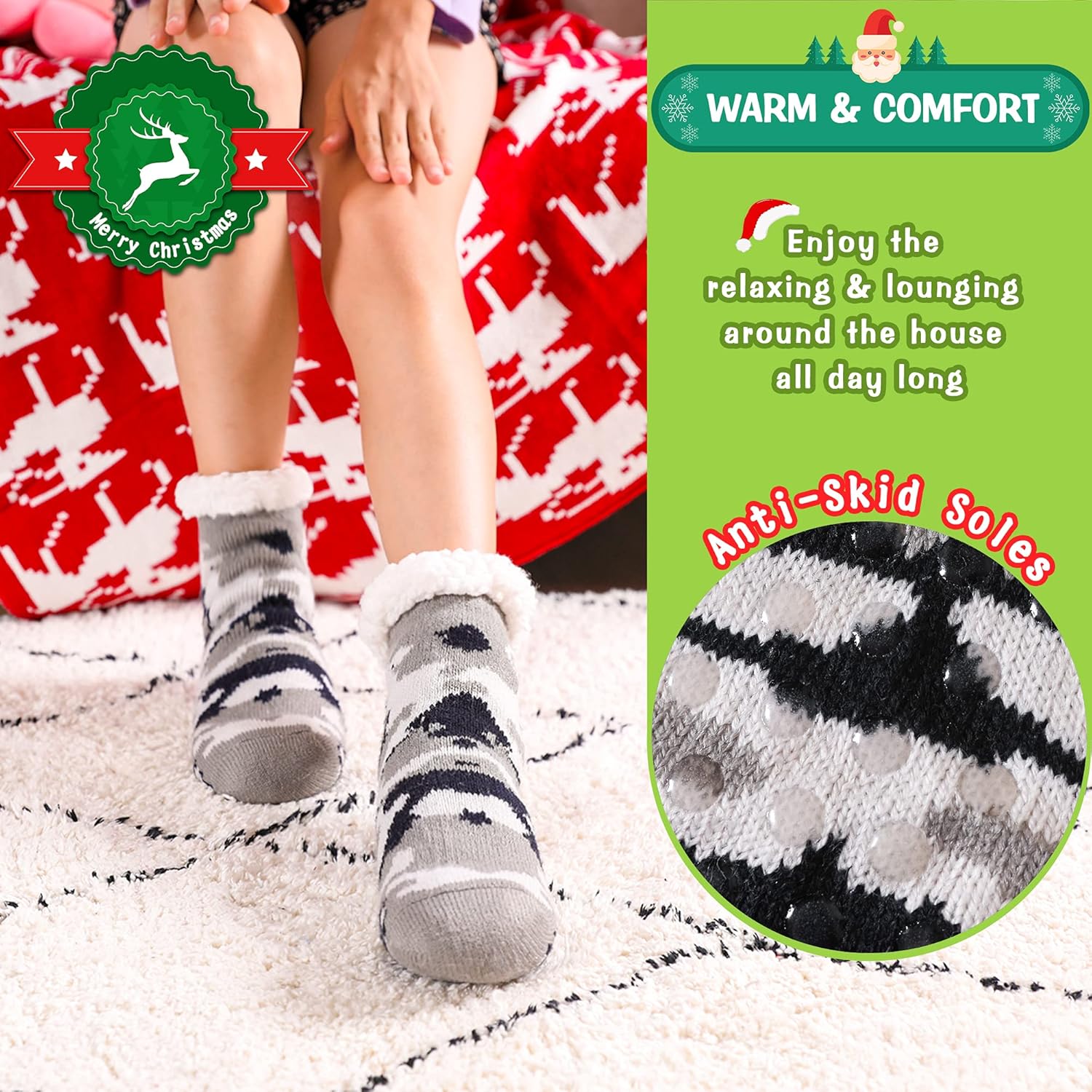 Kids Fuzzy Christmas Socks