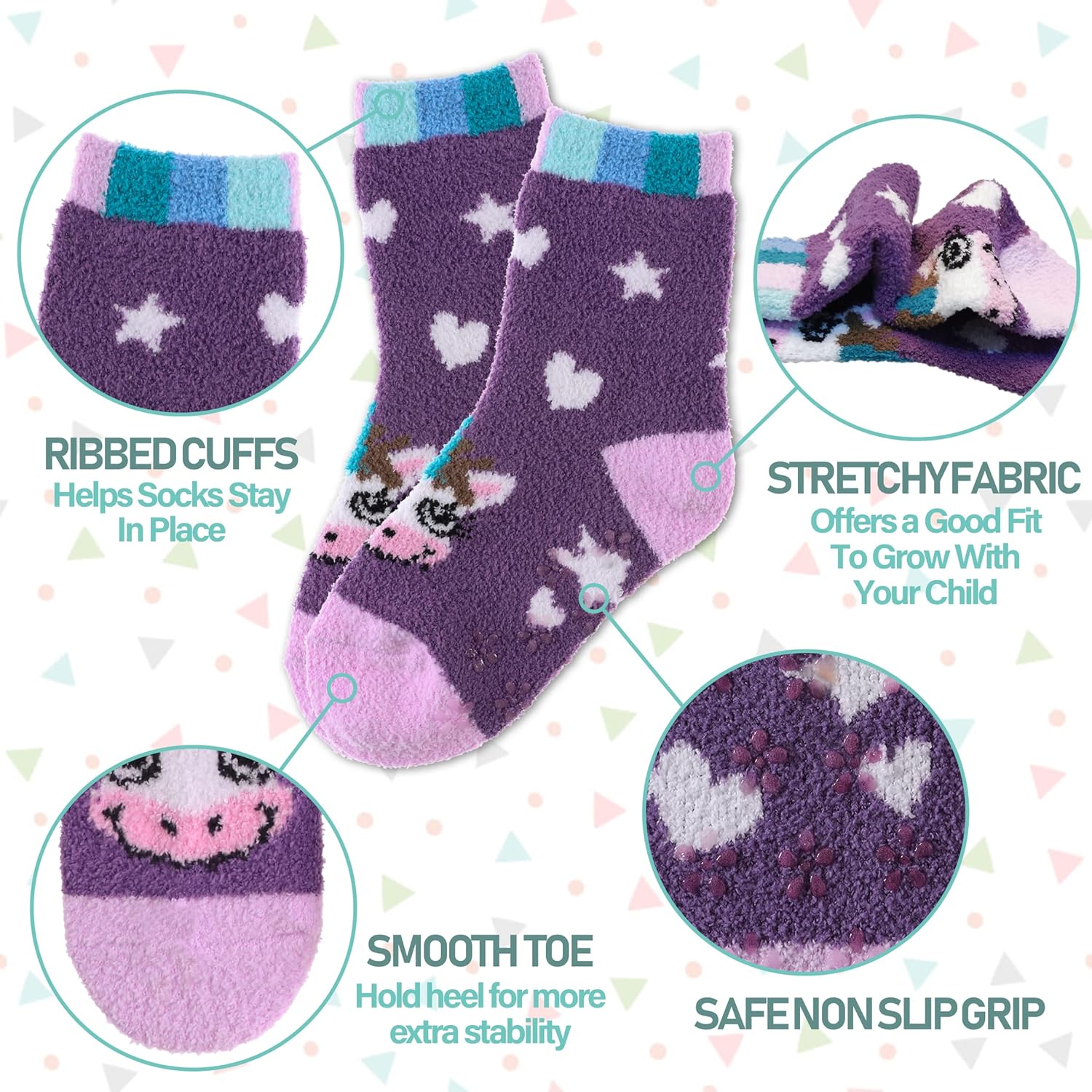 LINEMIN Kids Fuzzy Socks with Grips
