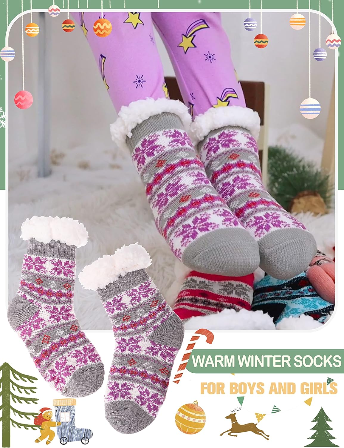 Perfectly Fuzzy Winter Slipper Socks for Kids