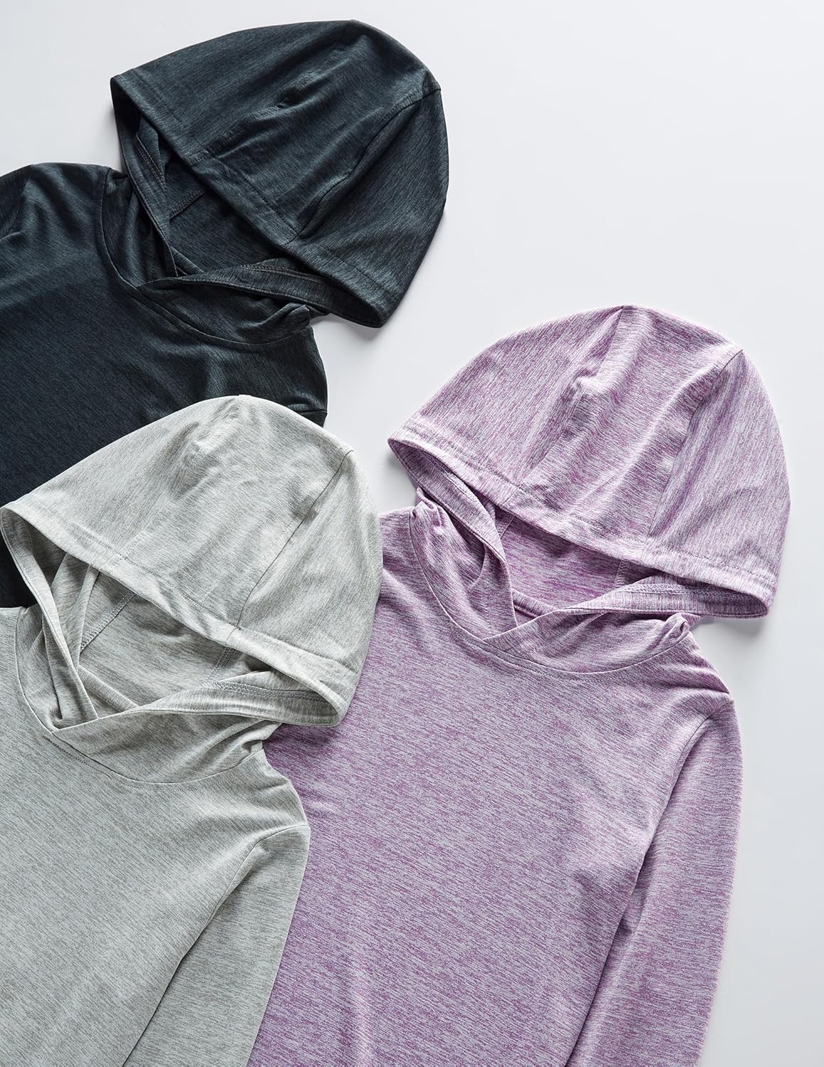 3 Pack Athletic Girls Long Sleeve Shirts Hoodies with Thumbholes for Kids