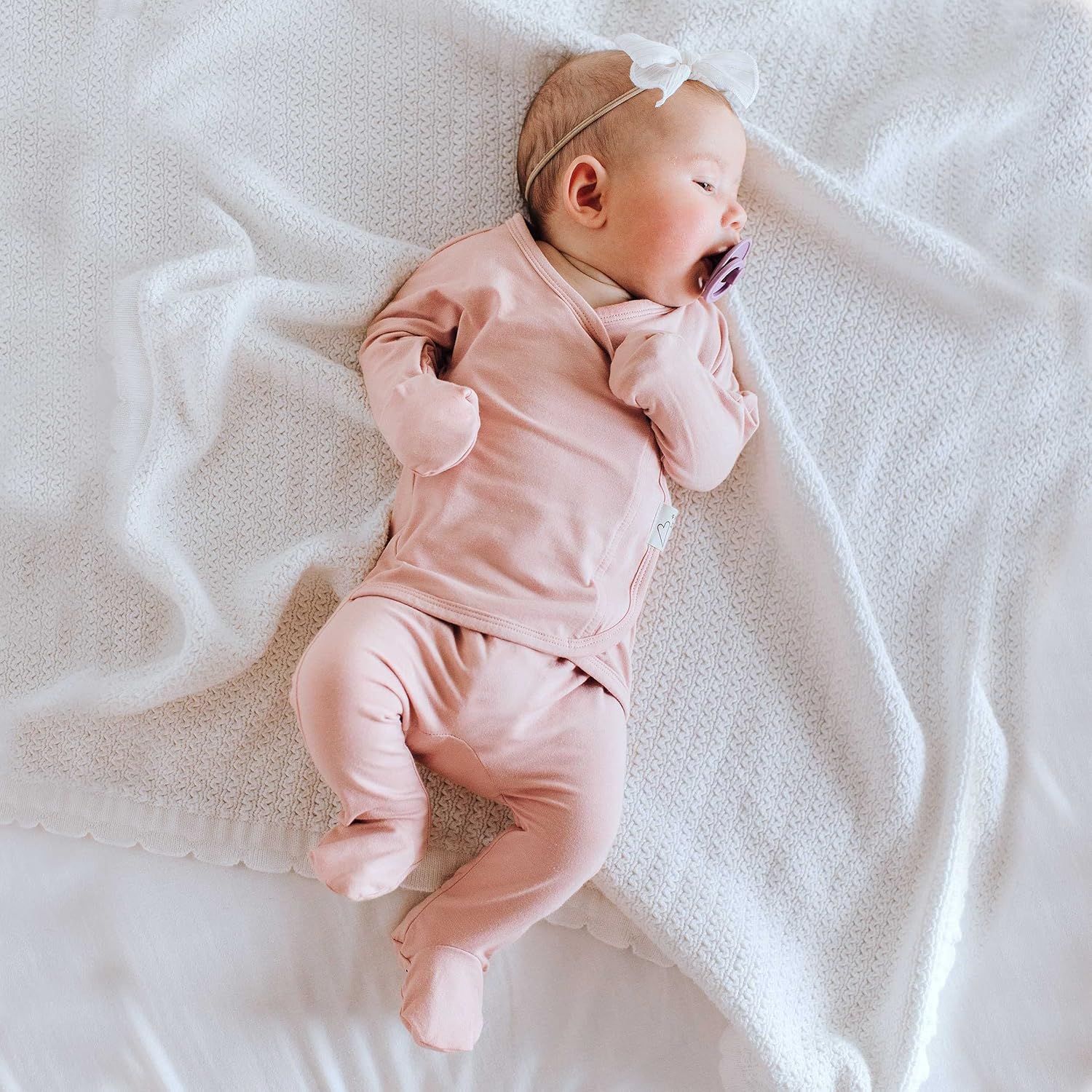 Bonsie Skin to Skin Footed One-Piece Dress in Pink with Peonies