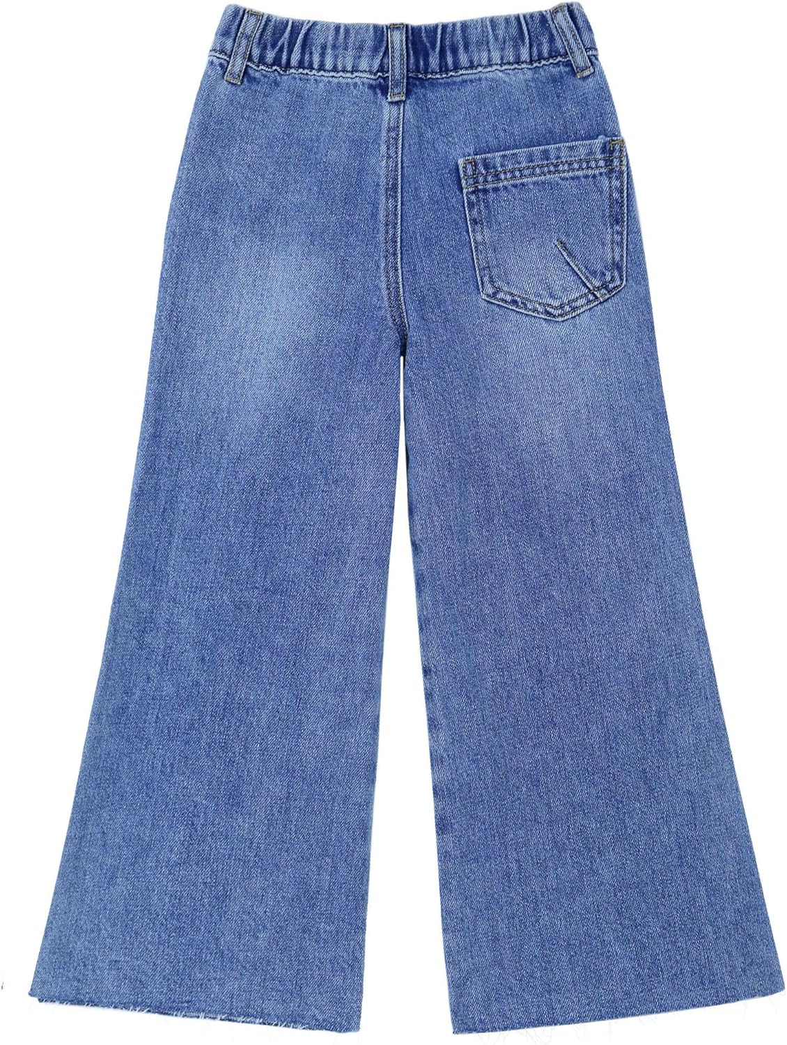 KIDSCOOL SPACE Girls Slim Fit Wide-Leg Jeans Distressed Denim