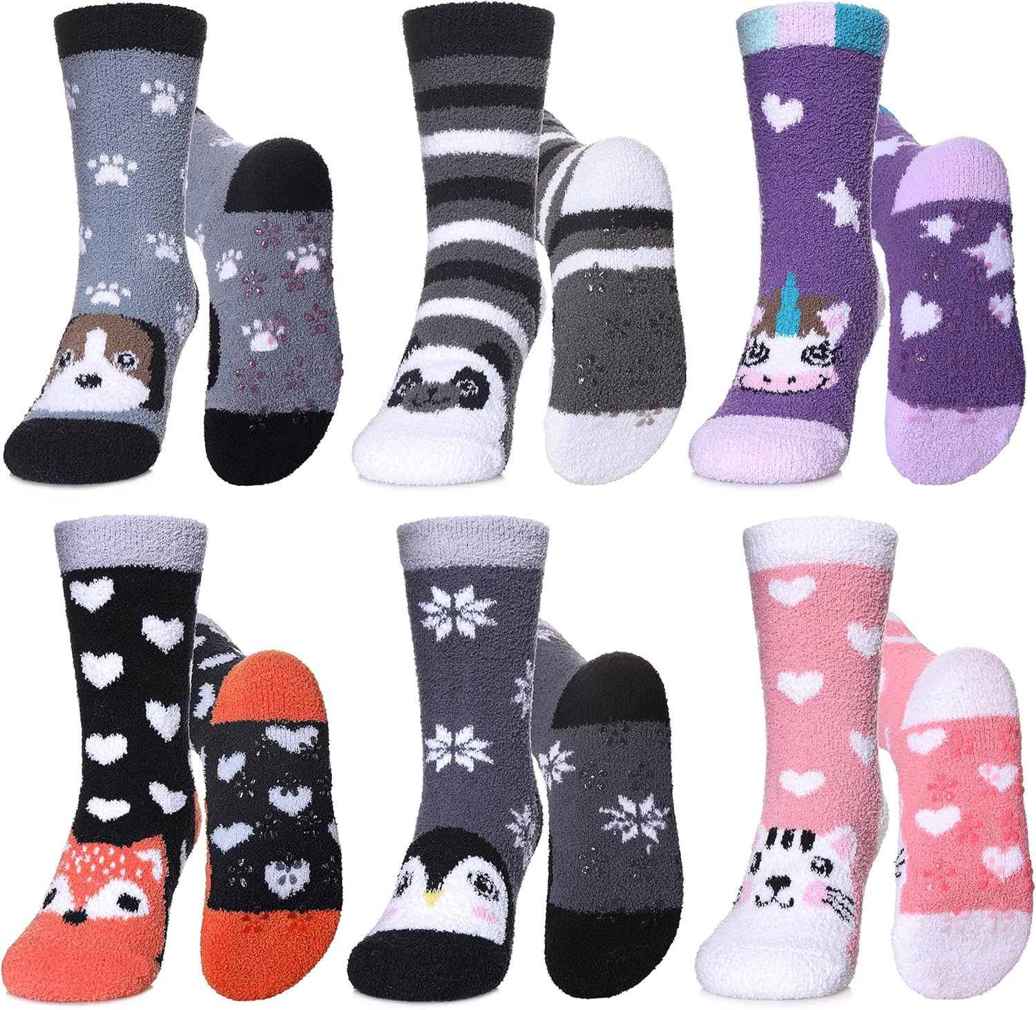 LINEMIN Kids Fuzzy Socks with Grips
