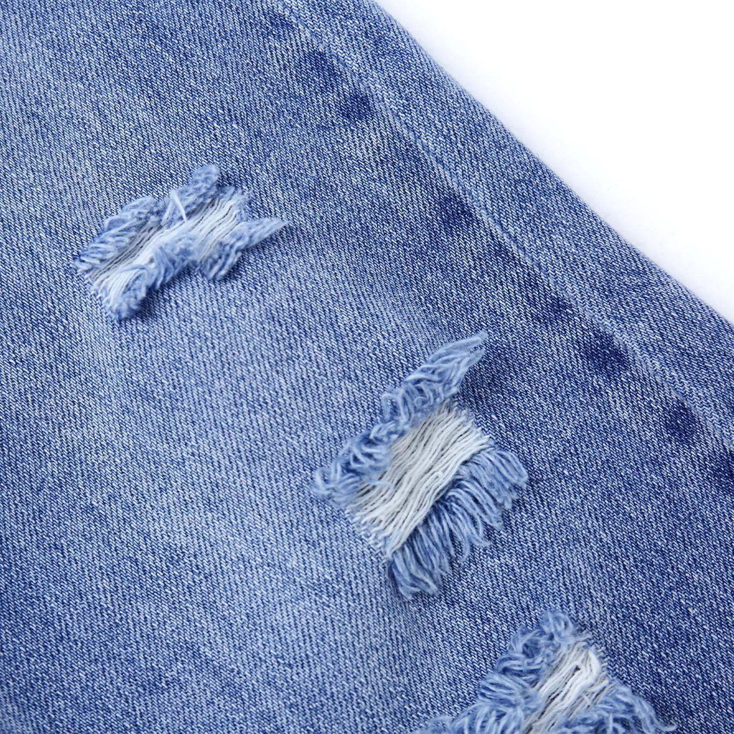 KIDSCOOL SPACE Girls Slim Fit Wide-Leg Jeans Distressed Denim