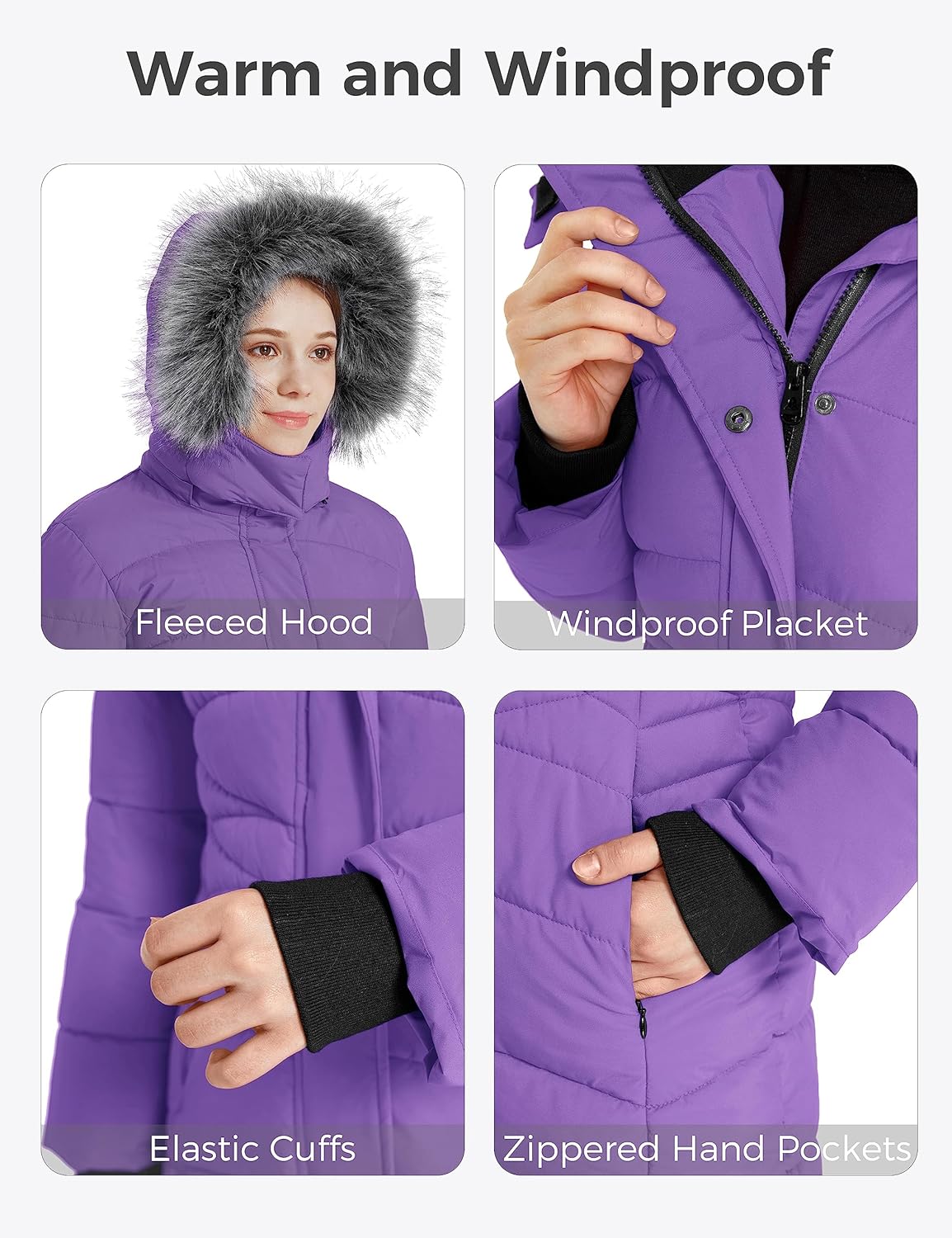 Girls Winter Coats Long Puffer Jacket with Hood