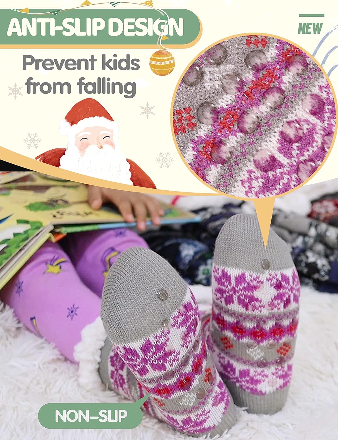 Perfectly Fuzzy Winter Slipper Socks for Kids