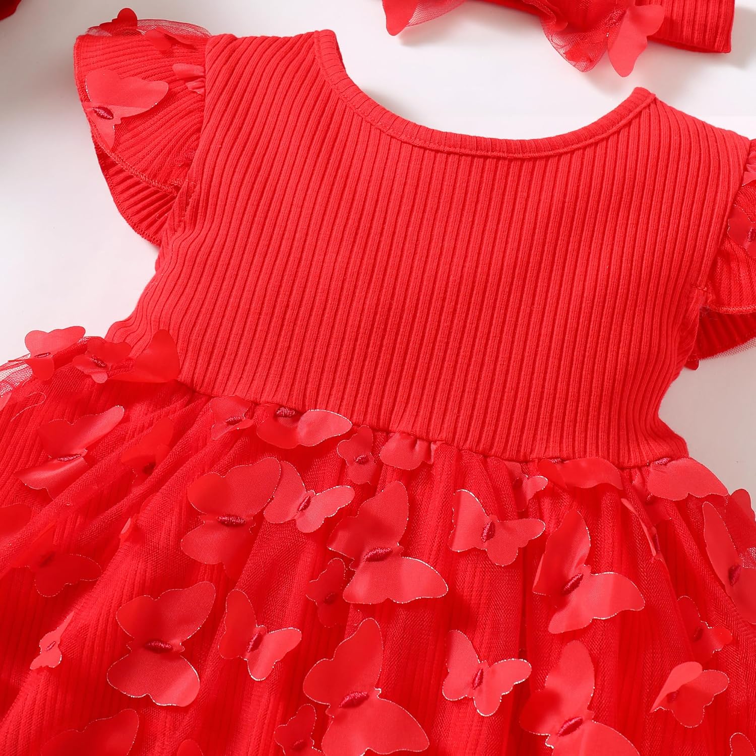 LYSMuch Butterfly Dress for Baby Girls Short Sleeve